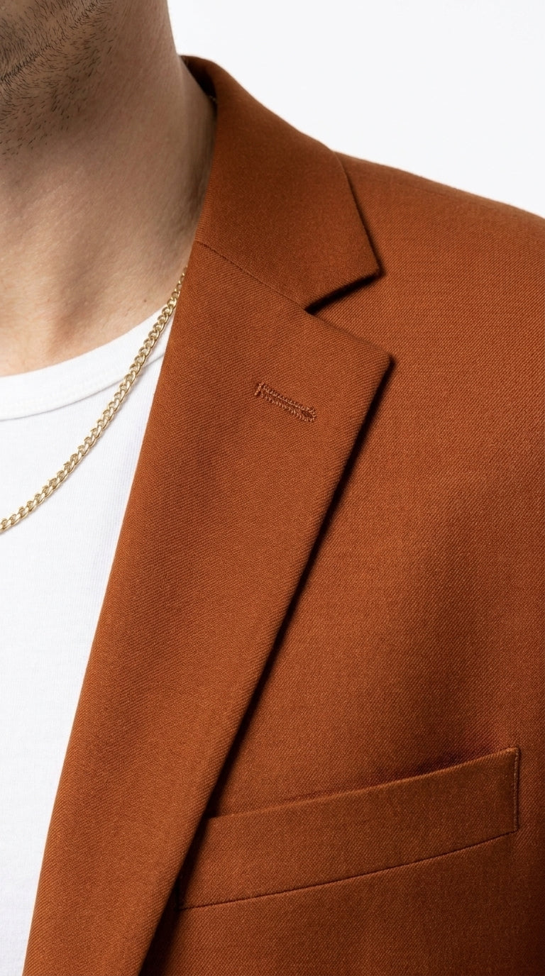 Men’s Burnt Orange Modern Fit Suit – Slim Fit Wedding, Prom and Formal 2-Piece Suit Copper Brick Color