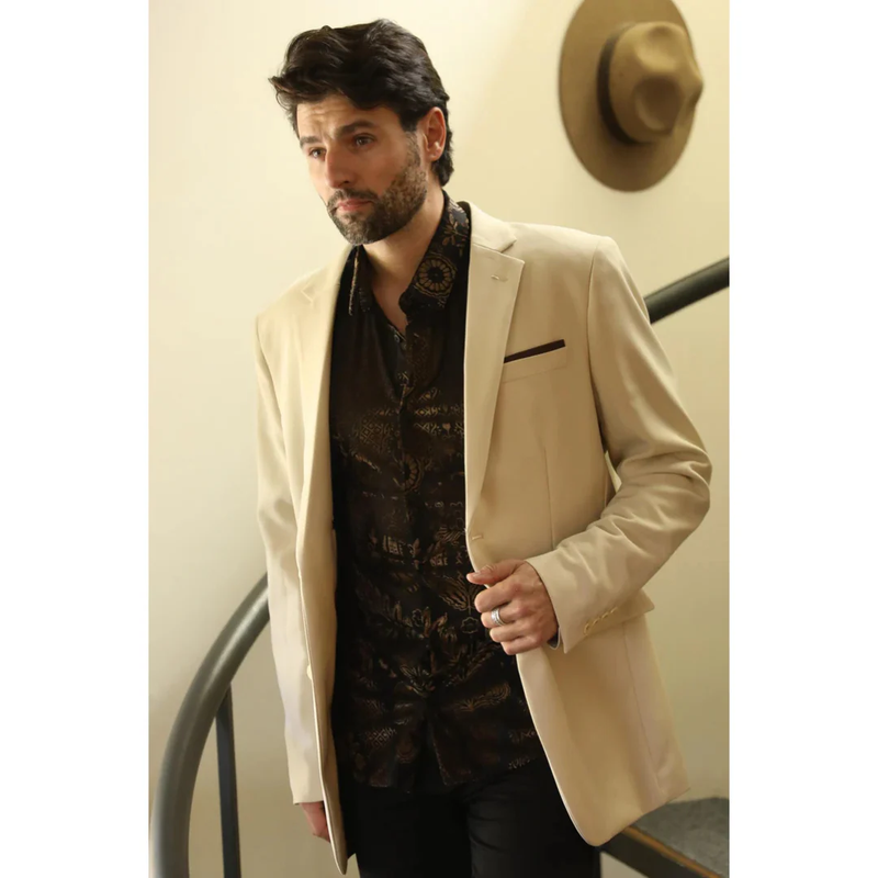 Mens Modern Fit Stretch Date Night Blazer - Beige