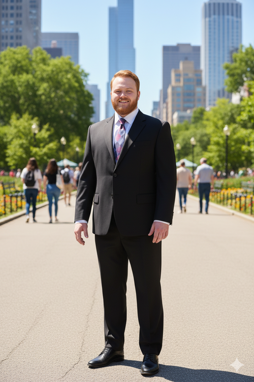 Mix And Match Suits Solid Black Men's Portly Fit Two Button Super 130s Suit Executive Fit Suit - Mens Portly Suit