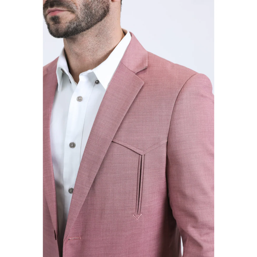 Mens Double Button Western Blazer - Salmon