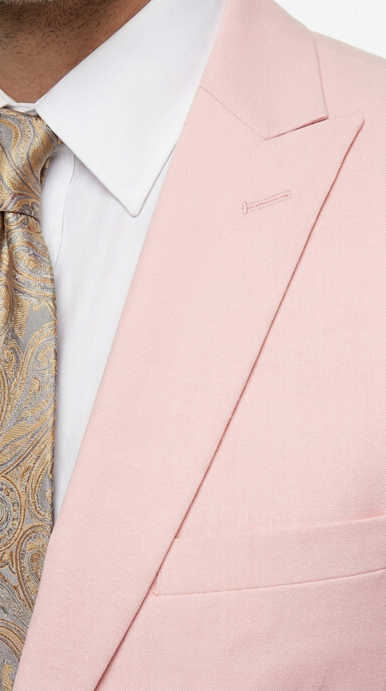 Men’s Light Pink 2 Piece Suit, Formal Dress Suit for Weddings, Prom, Parties, Summer Events Slim Fitted By Vitali