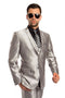 "Sharkskin Silver Grey Men's Two-Button Vested Wedding & Prom 2025 Suit"