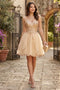 Beaded Bodice Short Strapless Dress by Elizabeth K GS1980