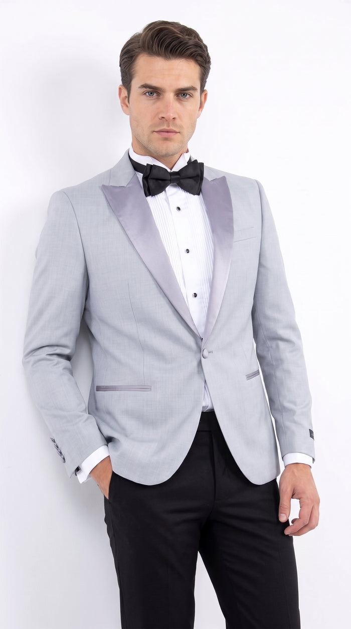 Men’s Classic Black Dinner Jacket – Satin Peak Lapel Formal Tuxedo Blazer (Copy)