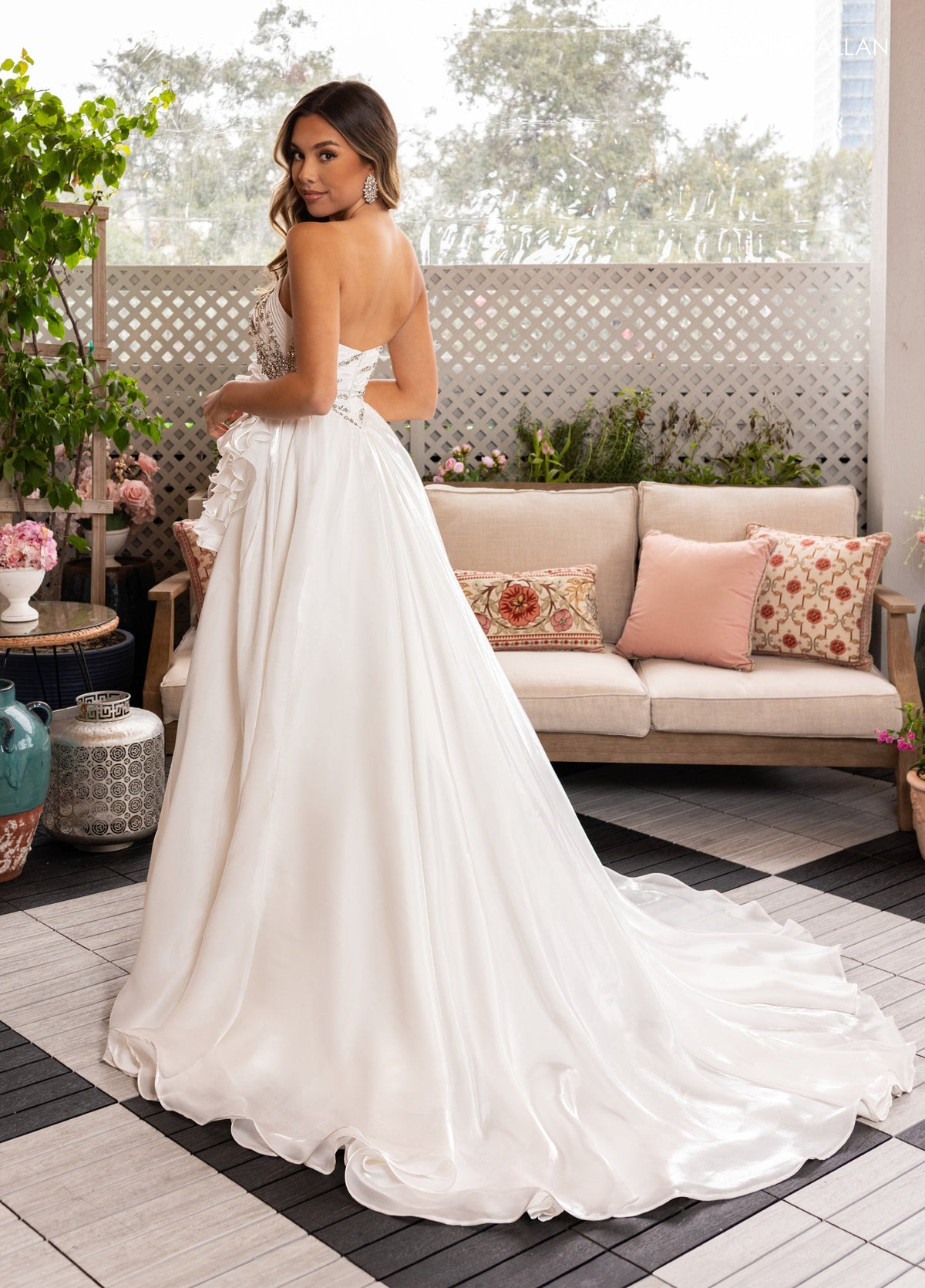 Organza Strapless A-line Slit Gown by Rachel Allan 50368