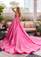 Tafetta Cutout A-line Slit Gown by Rachel Allan 50376
