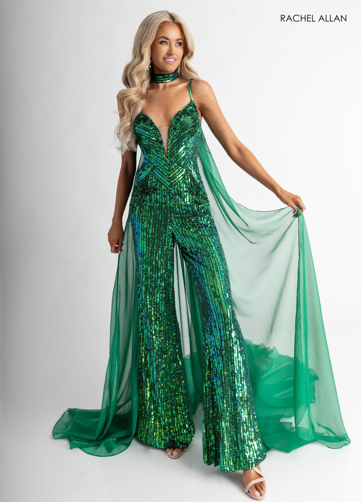 Sleeveless Cape Jumpsuit by Rachel Allan 50391