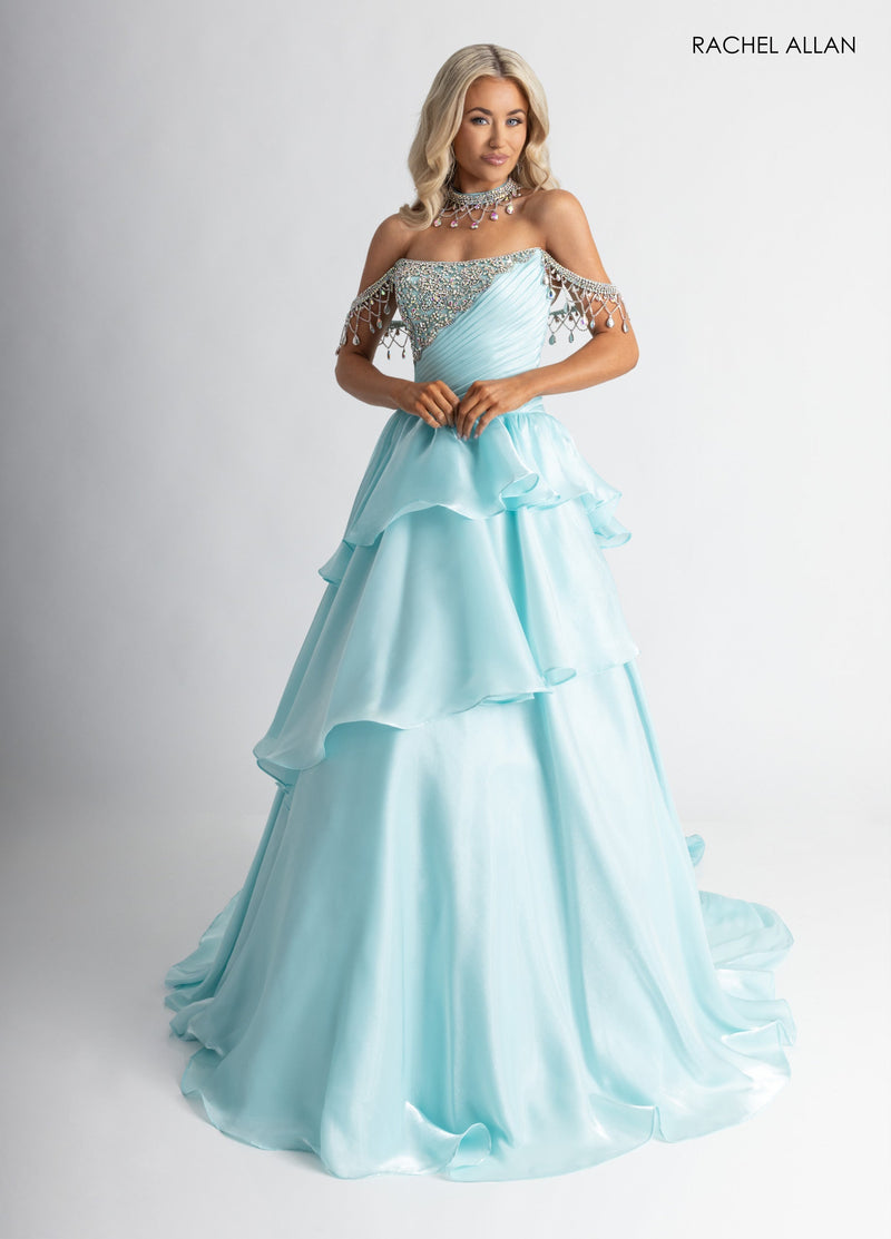 Strapless A-line Tiered Gown by Rachel Allan 50401