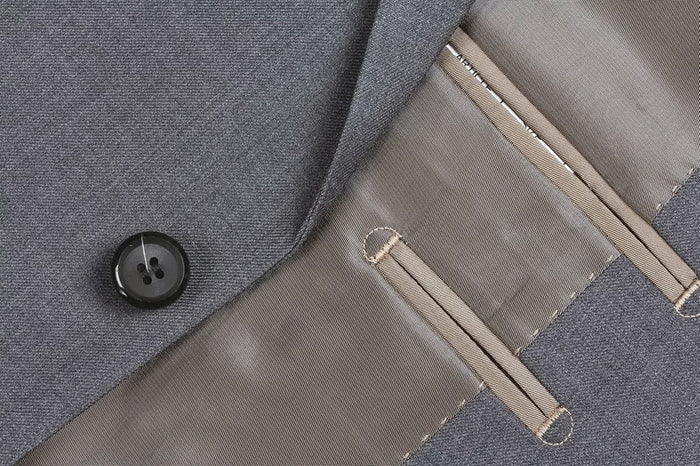 Bevagna Collection - Gray 100% Virgin Wool Regular Fit Pick Stitched 2 Piece Suit