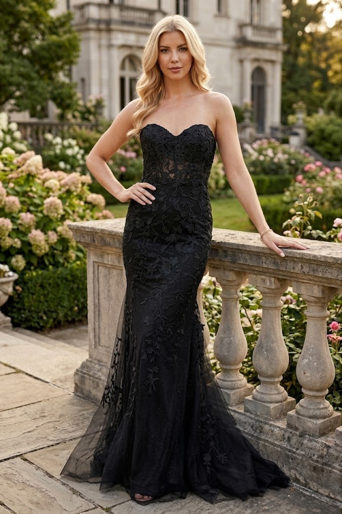 Amelia Couture 7024 Sweetheart Mesh Corset Mermaid Prom Dress