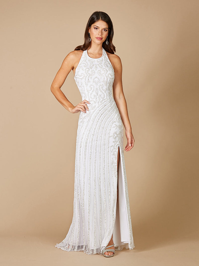 Lara Dawson Beaded Wedding Dress with Halter Neck