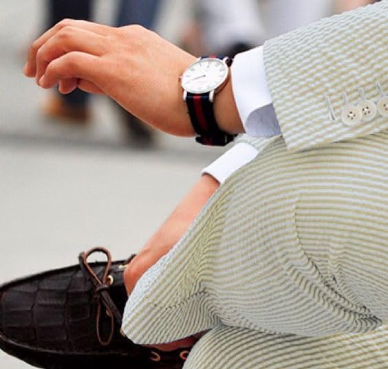 Mens Seersucker Pants - Summer Casual Pinstripe Modern Fit in Color Beige