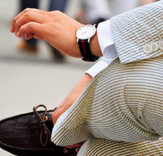 Mens Seersucker Pants - Summer Casual Pinstripe Modern Fit in Color Tan