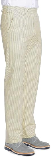 Mens Seersucker Pants - Summer Casual Pinstripe Modern Fit in Color Yellow