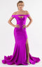 Jessica Angel JA524 Off-Shoulder Fitted High Slit Court Train Jersey Dress