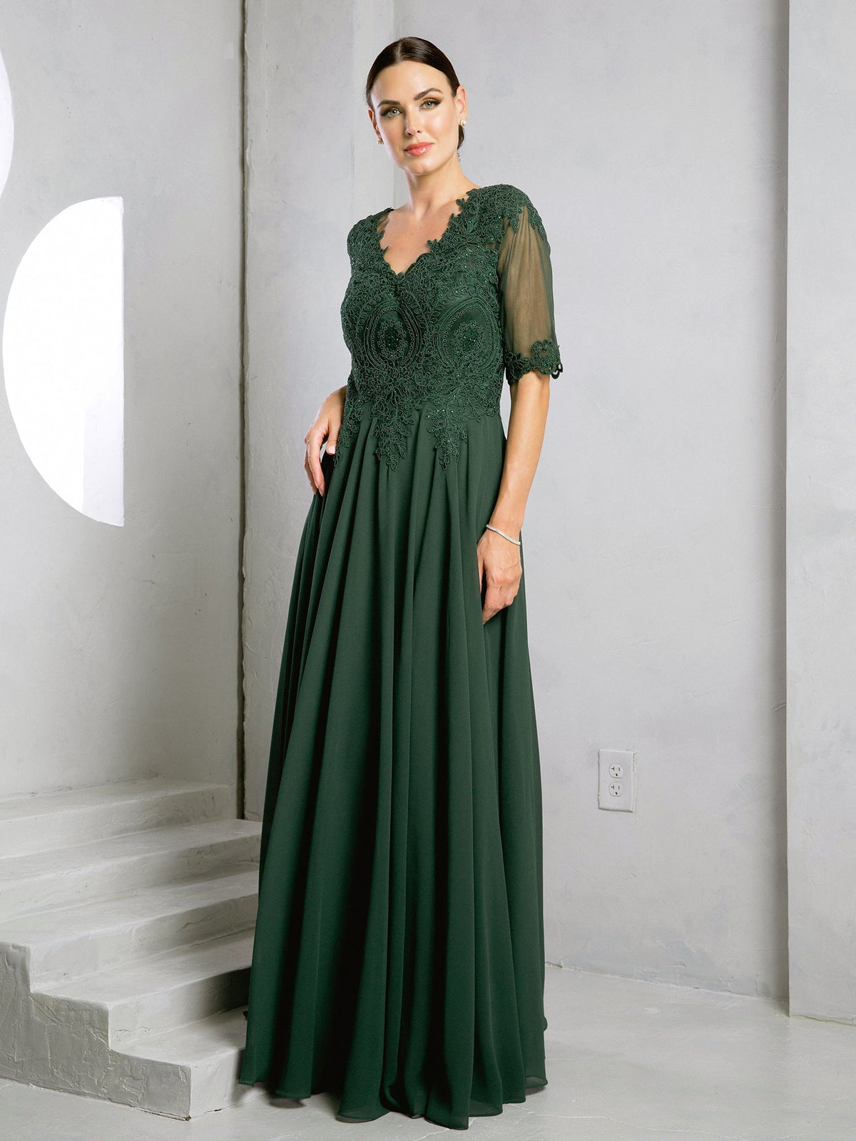 Eva USA EV5271 Streamlined Long Silhouette Synthetic Evening Dress