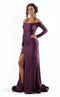 Jessica Angel JA531 Off-Shoulder Fitted High Slit Ruched Draped Jersey Dress