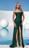 Jessica Angel JA532 Off-Shoulder Fitted High Slit Ruched Train Jersey Dress