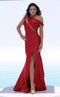 Jessica Angel JA541 One-Shoulder Off-Shoulder Illusion Fit-and-Flare Jersey Dress
