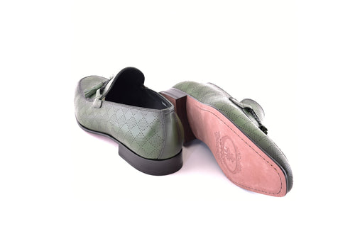 C0001111-5509 Tassel loafer with designed leather-green