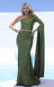 Jessica Angel JA552 One-Shoulder Fit-and-Flare Court Train Jersey Dress