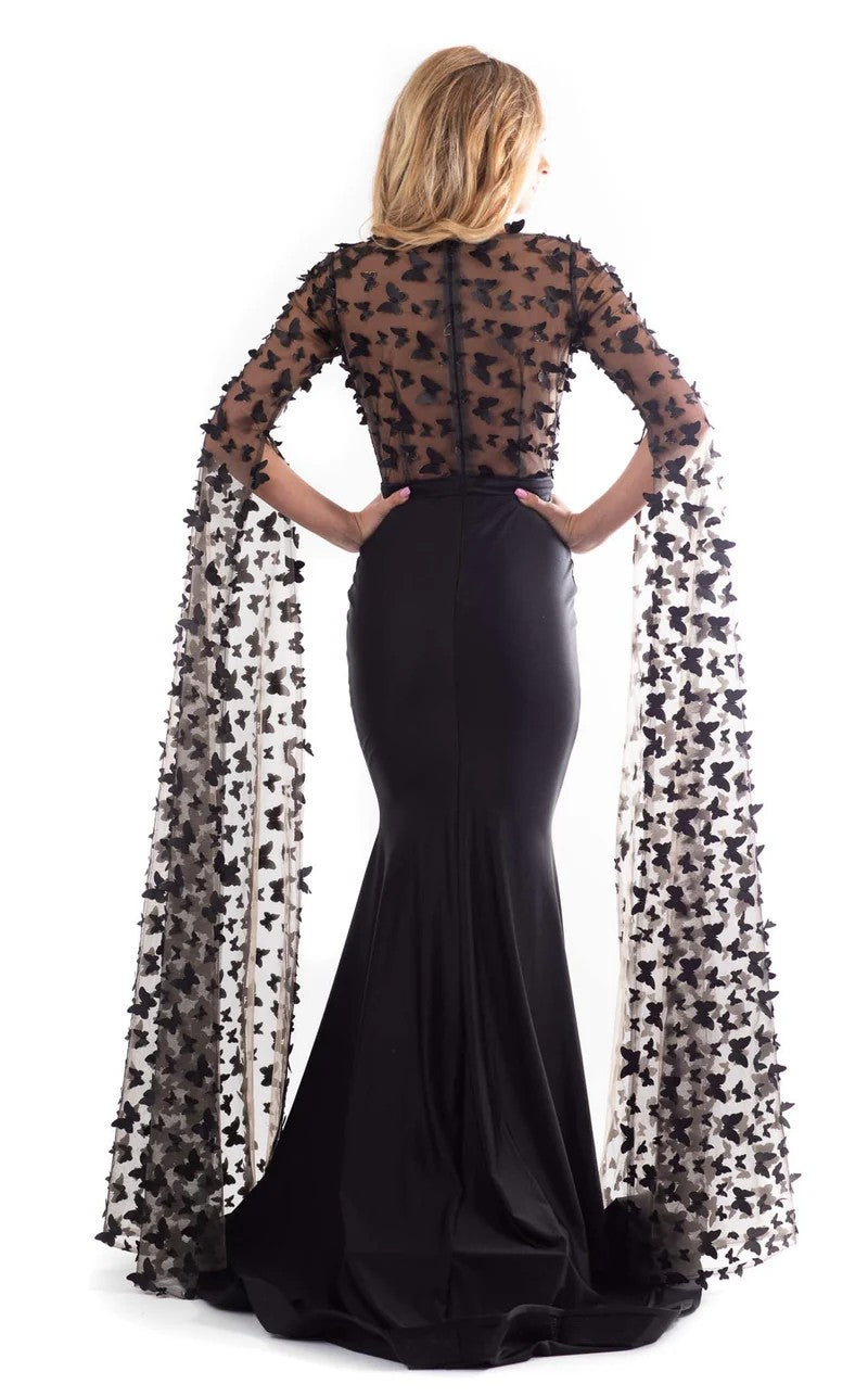 Jessica Angel JA553 V-Neck Long Sleeve Mermaid Evening Formal Dress