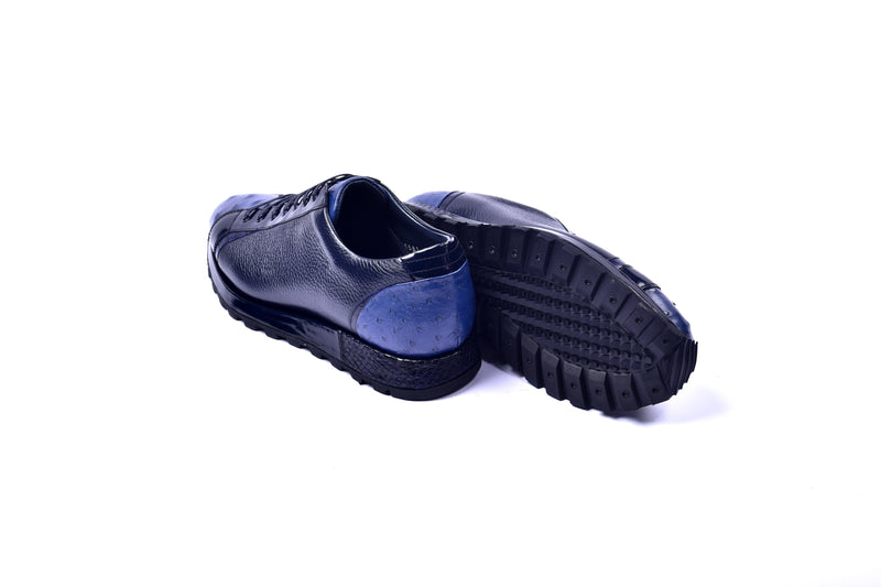 C0013042-5581  Genuine Ostrich Fashion Sneaker- Navy