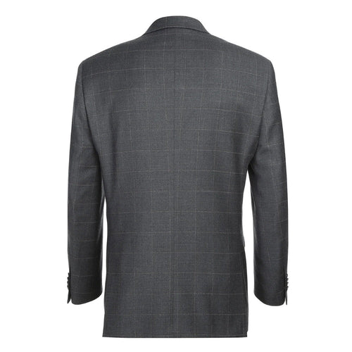 Gray Regular Fit Wool Blend Windowpane 2 Piece Suit