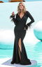 Jessica Angel JA567 Long Sleeve Fitted Side Slit Ruched Jersey Feather Dress