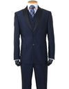 Mens 2 Button Sharkskin Tuxedo with Satin Shawl in Navy