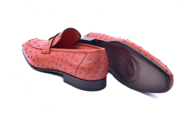 Corrente 5760 Ostrich Quill Slip-On Loafer - Orange - Image 6