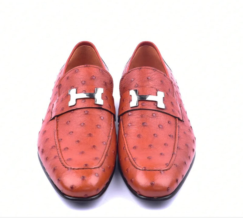 Corrente 5760 Ostrich Quill Slip-On Loafer - Orange - Image 5