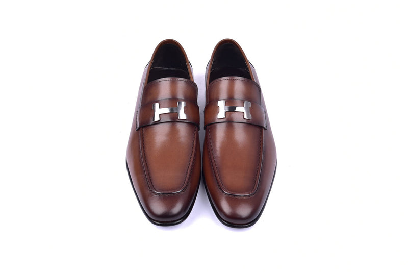 Corrente 5760 H Buckle Loafer Shoes - Cognac - Image 2
