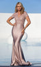 Jessica Angel JA577 V-Neck Fitted Godet Court Train Evening Jersey Lace Dress