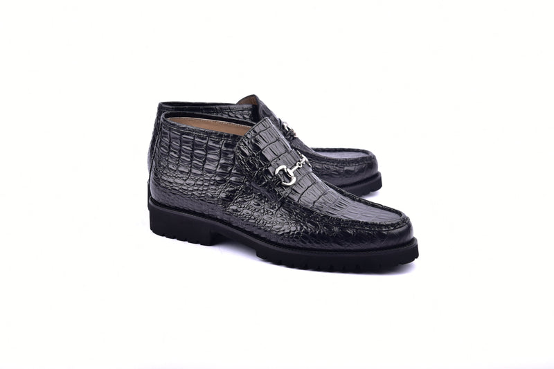 C03023-5786C Horn Back Print Leather- Black