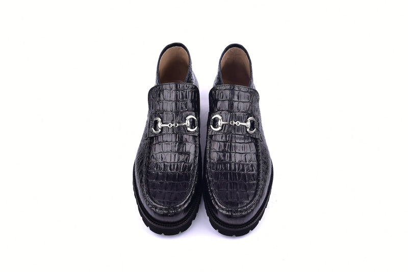 C03023-5786C Horn Back Print Leather- Black