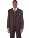 Mens 3 Button Notch Lapel Bold Pinstripe Gangster Suit in Brown