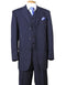 Mens Cheap Blue Suit 3 Button Notch Lapel Bold Pinstripe Gangster Suit in Navy Blue