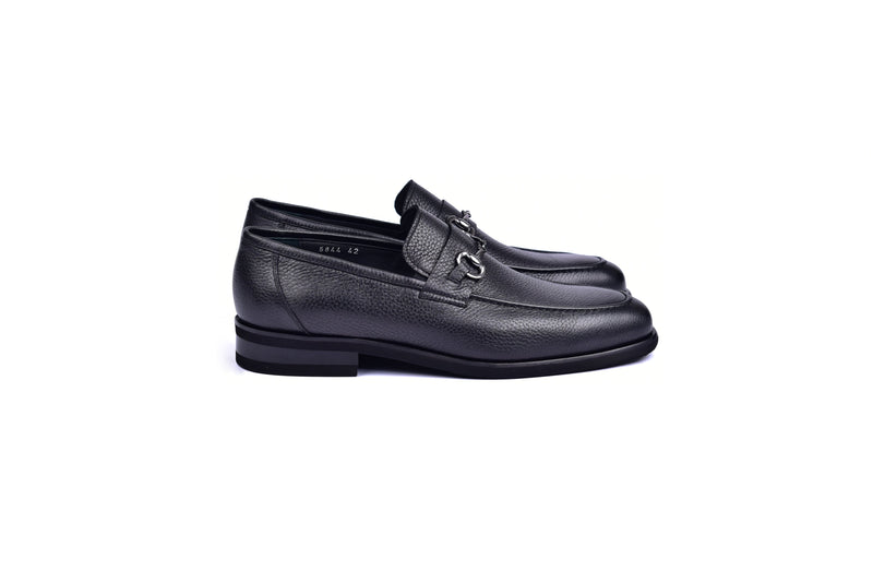 C001103-5844 Deer Skin Buckle Loafer- Black