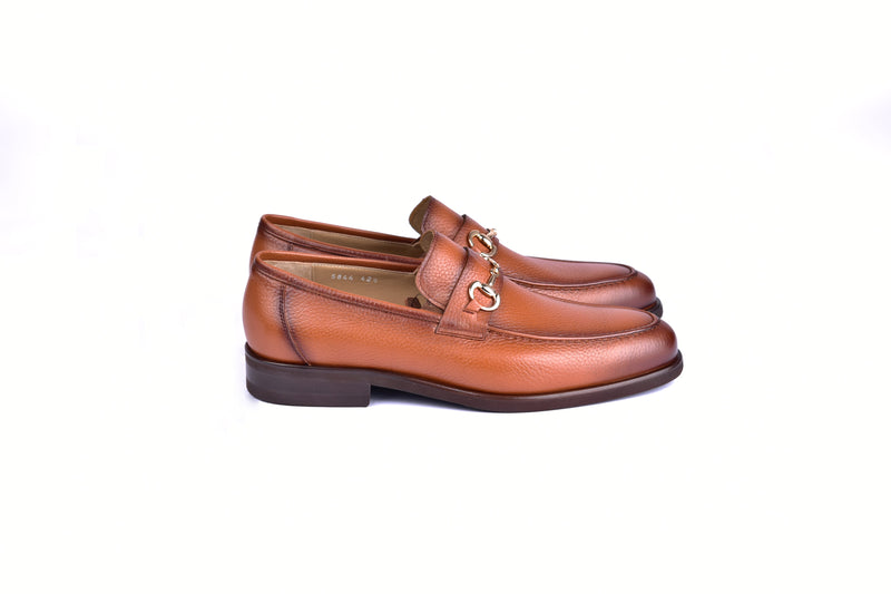 C001102-5844 Deer Skin Buckle Loafer- Tan