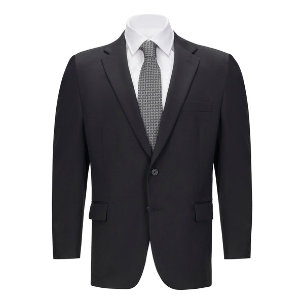 Men's Black Portly Fit Suit Separate Jacket – Classic Wool Blend Formal Blazer