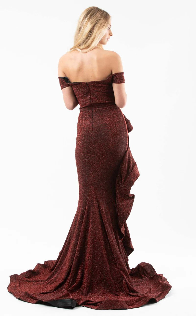 Jessica Angel JA597 Off-Shoulder Fitted Court Train Formal Dress