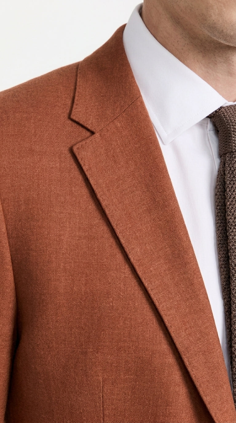 Men’s Burnt Orange Suit Jacket – 2 Button Notch Lapel Formal Blazer