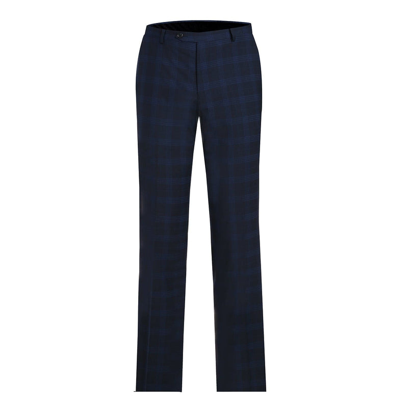 564-3 Men's Slim Fit Wool Blend Stretch Checked Suit