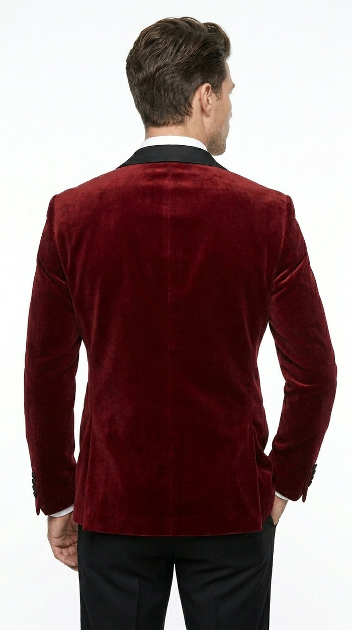 Velvet Velour Formal Sport Coat Two Tone Trimming Notch Collar Black and  Burgundy ~ Maroon Suit ~ Wine Color Men's blazer Burgundy Tuxedo