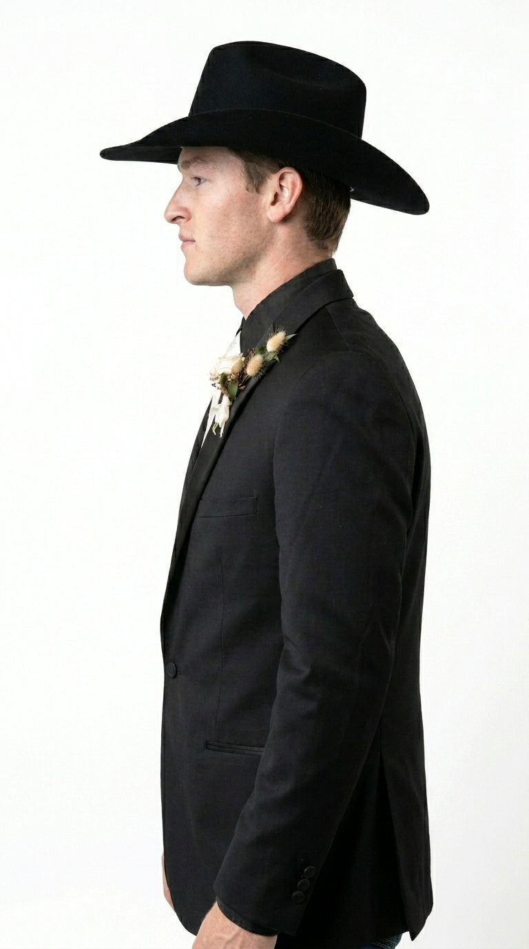 Men's Black Tuxedo Western Blazer – Cowboy Style Formal Sport Coat