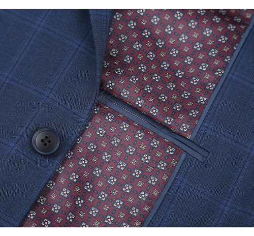 292-6 Men's Slim Fit 2-Piece Single Breasted Check Dress Suit