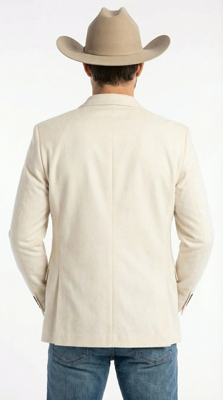 Men’s Off White Casual Blazer – Classic Western Style Lightweight Summer Cowboy Jacket Casual Ivory Cream Color