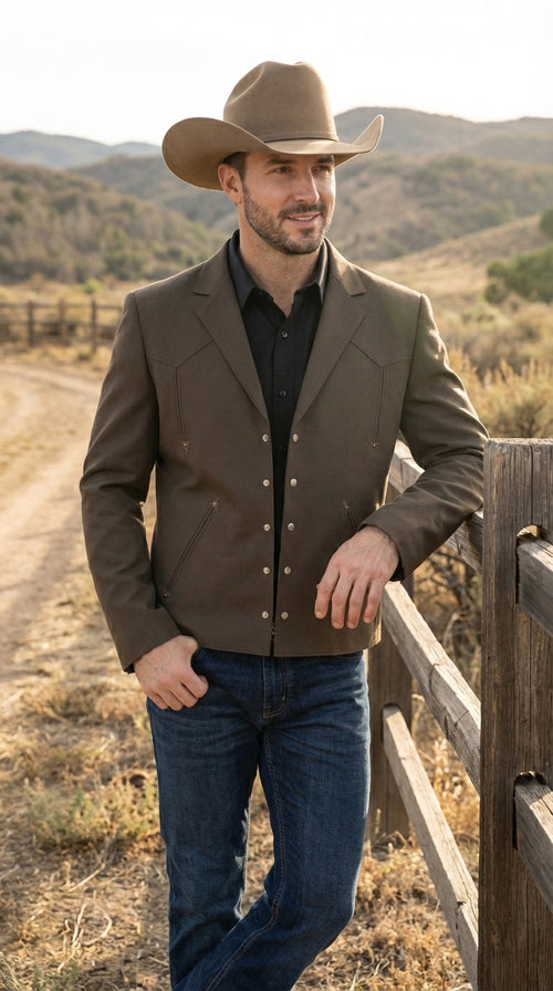 Mens Brown Western Blazer – Cowboy Style Casual Jacket Vintage Western Sport Coat Country Fashion Jacket