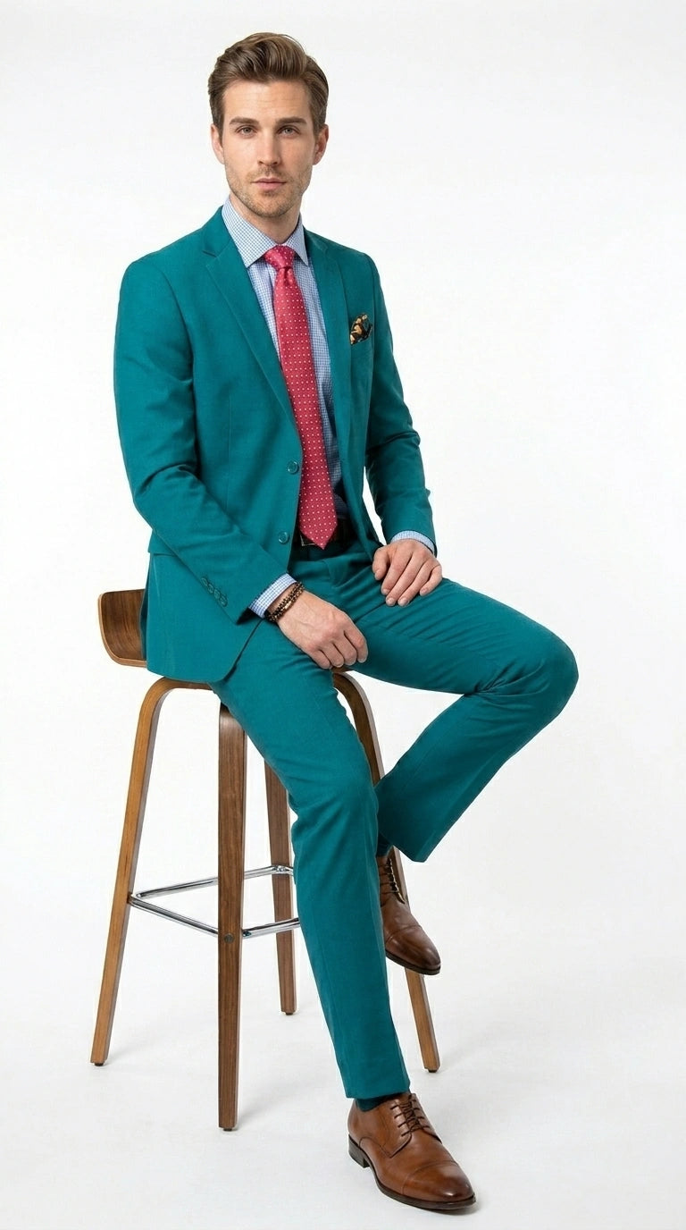 Men’s Teal Green Dark Turquoise Suit – Elegant Formal Suit for Business, Wedding, Party and Modern Style Wear